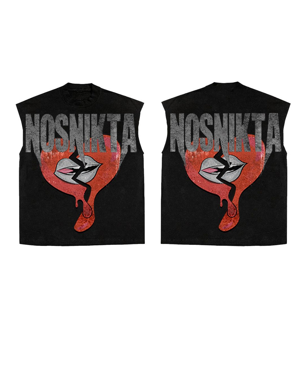 Black vintage double sided print t