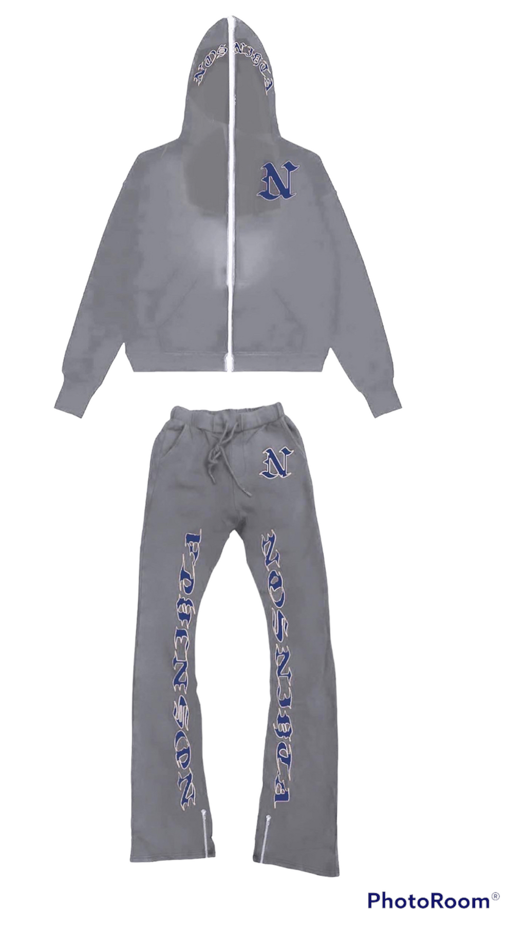 Grey full zip stacked sweatsuit