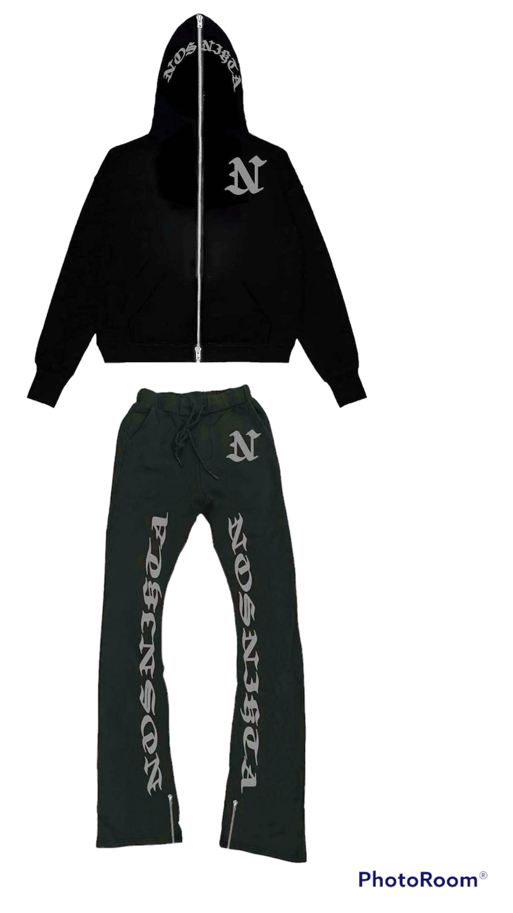 Black stacked sweatsuit